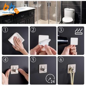 قلاب اویز چسبی حمام تک شاخه